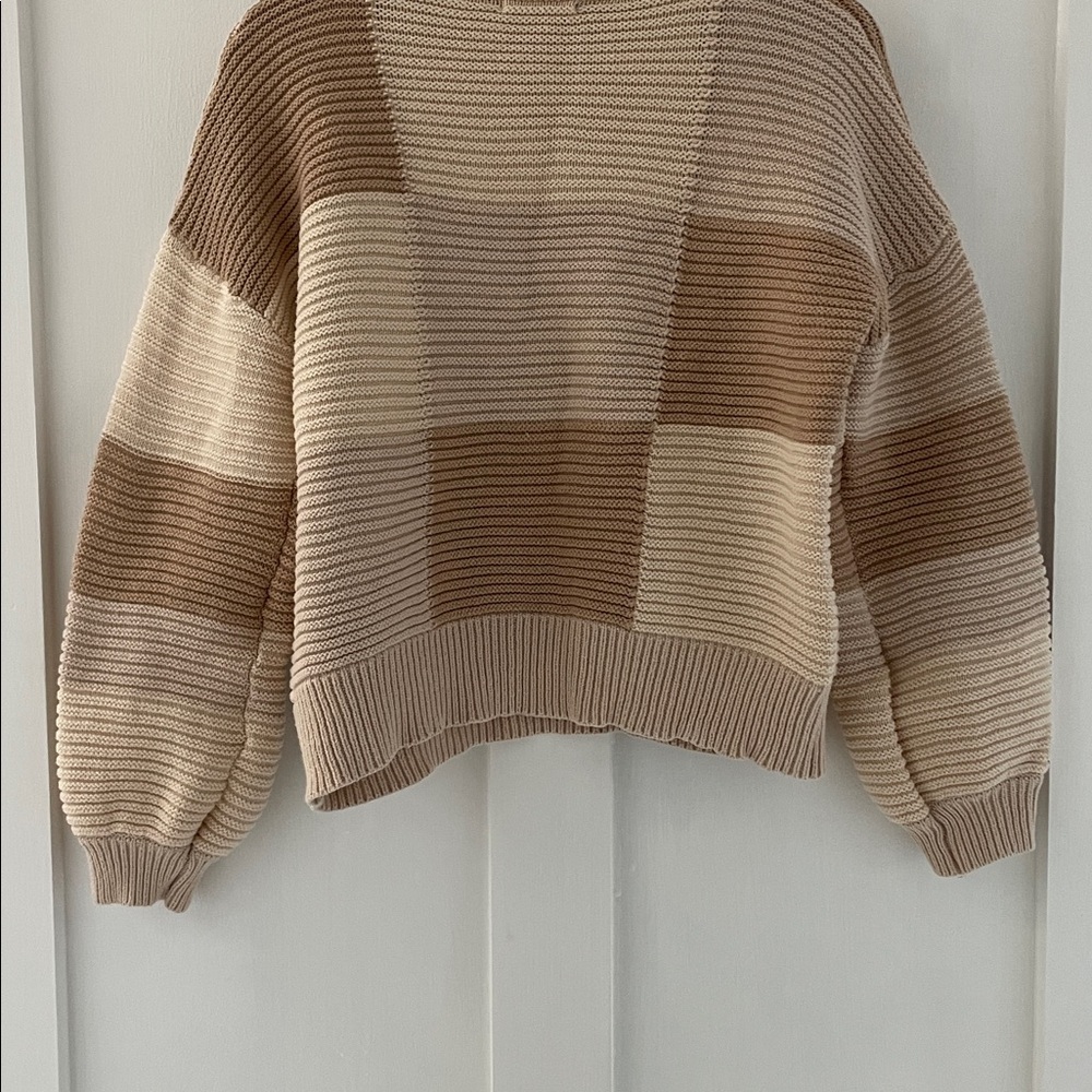 Peppermayo Tulum Nights Neutral Patchwork Knit Ch… - image 7
